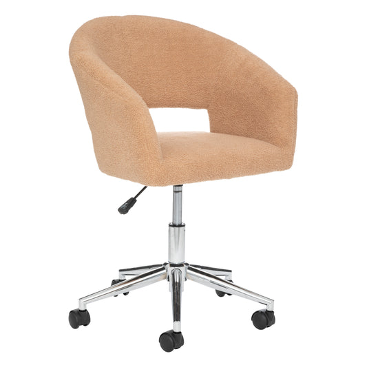 Atmosphera Gaya bouclé office chair - Adjustable - Metal legs - Beige