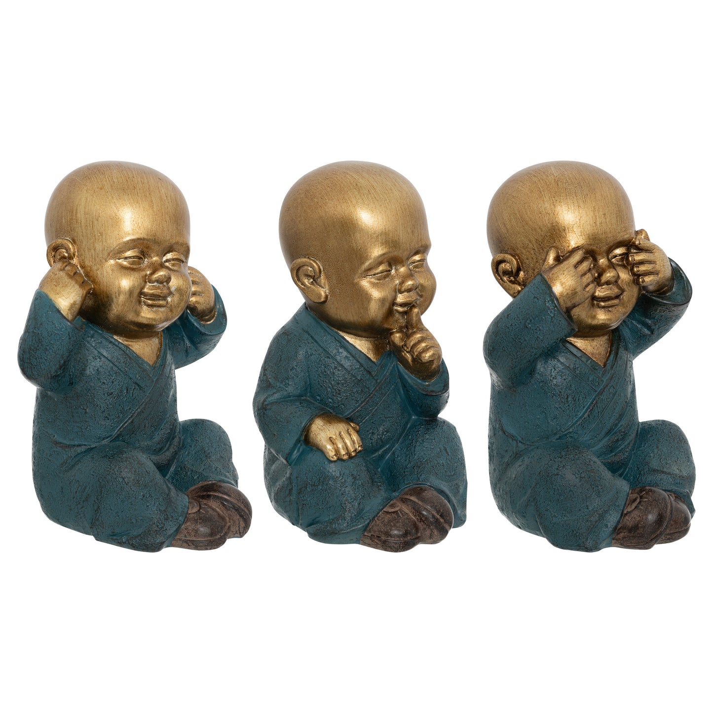 Atmosphera Jil Buddha HOREN ZIEN en ZWIJGEN beeldjes - 21 cm hoog