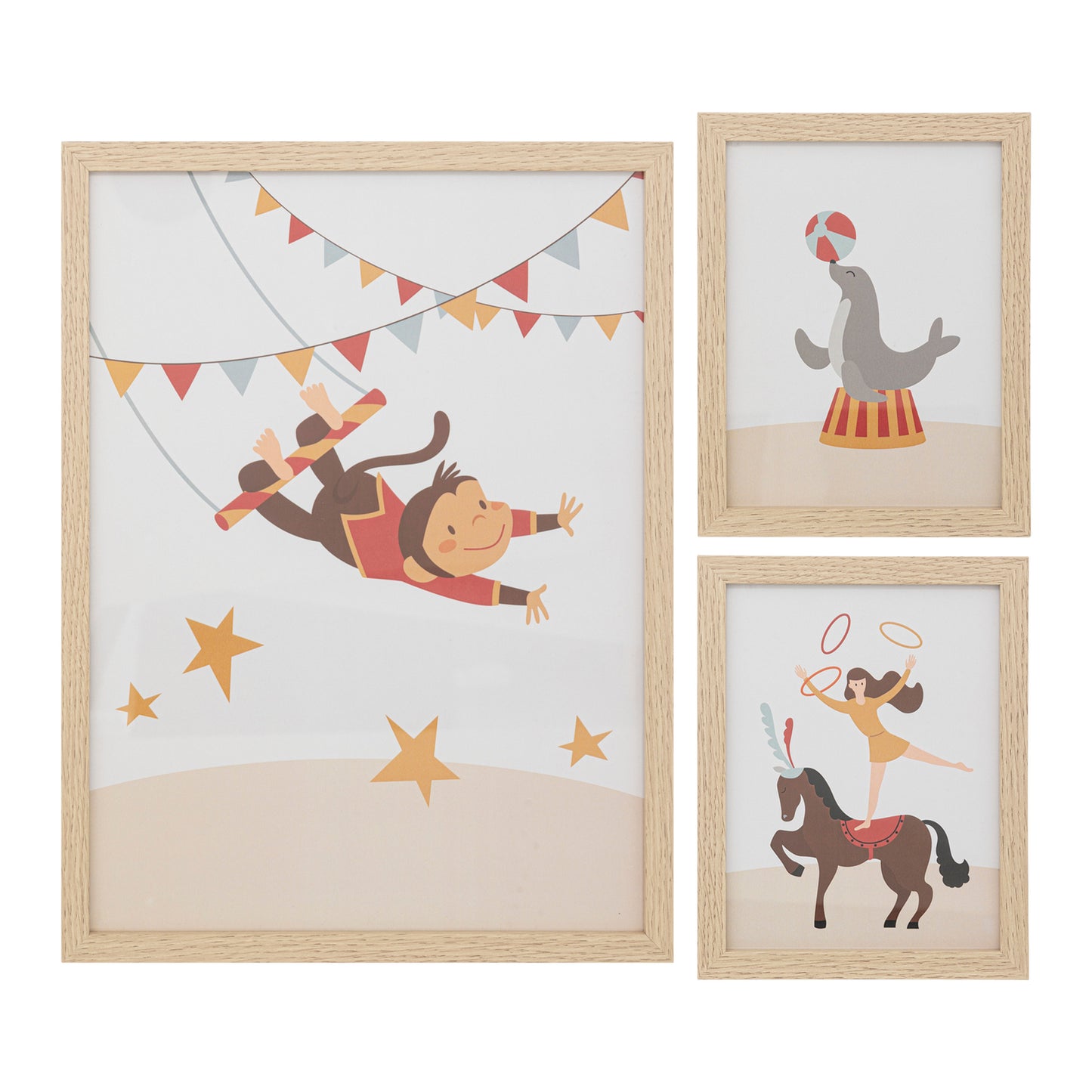 Atmosphera Kids Circus posters set van 3 - Met kader - Hout