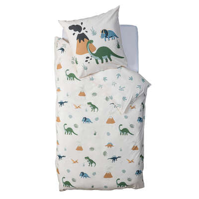 Atmosphera Kids Parure de couette et 1 taie d'oreiller 140x200cm/65x65cm Dino