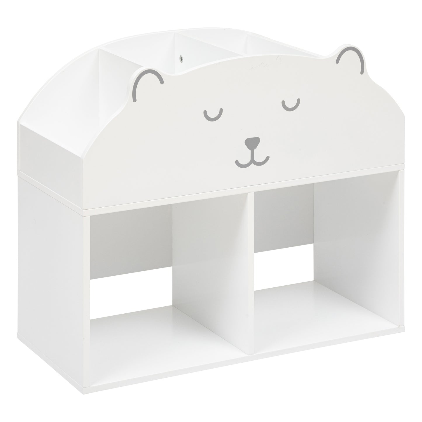 Atmosphera Kids Bibliothèque en bois ours en peluche 56x30x64cm - Blanc