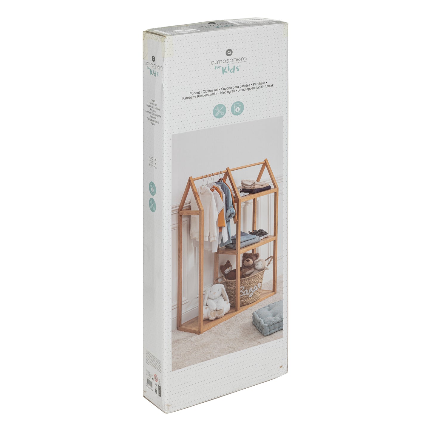 Atmosphera Kids Robin - Wooden rack - Hevea and metal - 82x33cm