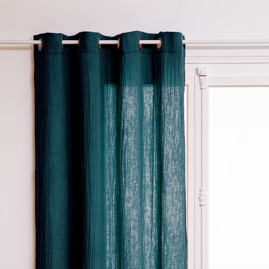 Rideaux Atmosphera Nour - 130 x 260 cm - Extra long - Bleu - Coton