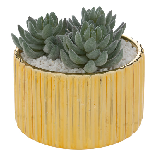 Atmosphera Louis Artificial Plant - Gold - H12 cm - Dia 13.5 cm - Succulent plant 