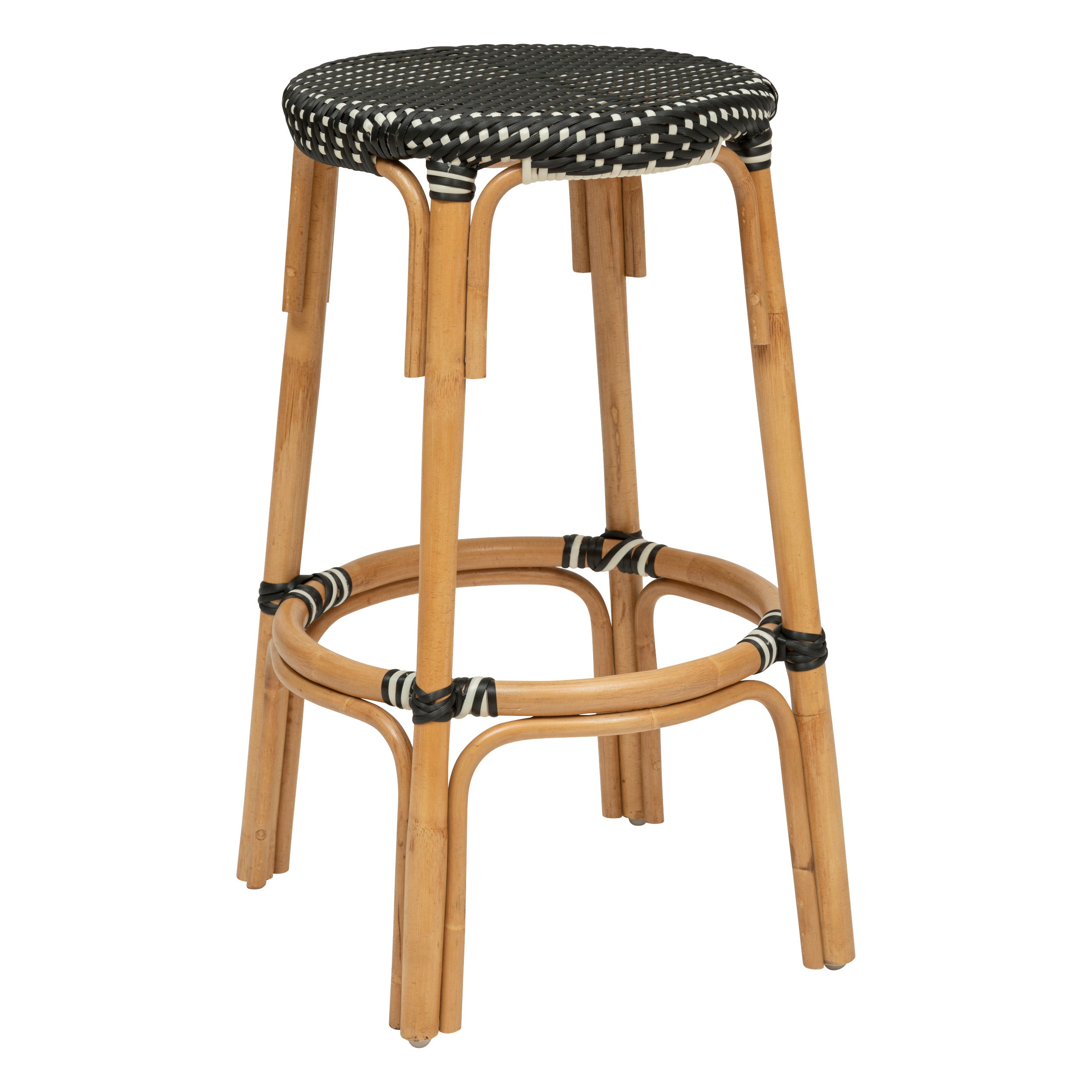 Black and white rattan bar stool online