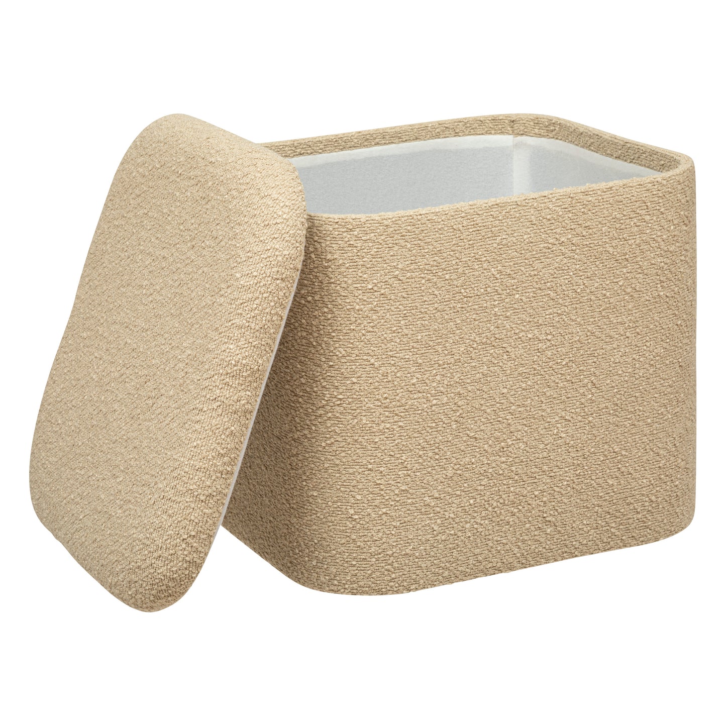 Atmosphera Pouf Dani lot de 2 - Teddy - Avec rangement - Beige