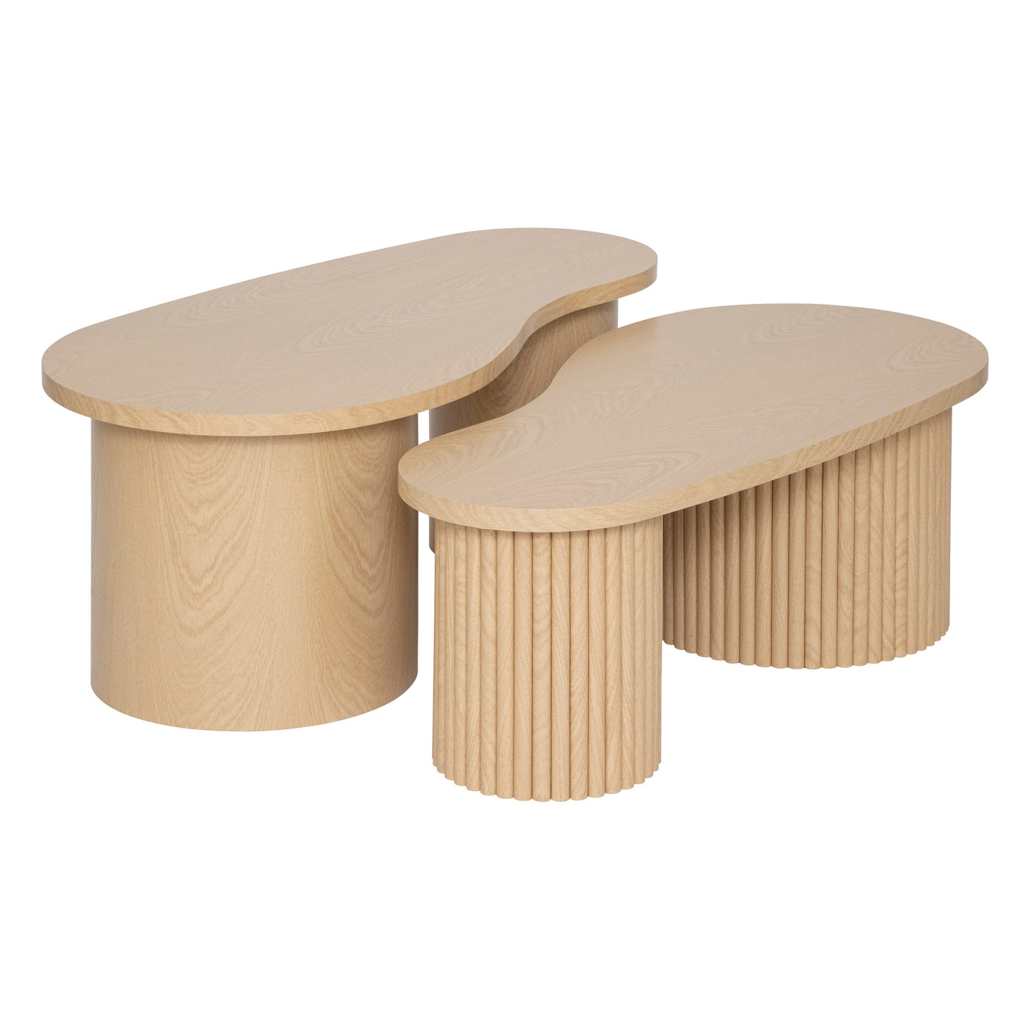 BEAU Set de tables d'appoint Ying &amp; Yang - Lot de 2 pièces - L100xP50xH40cm - Beige