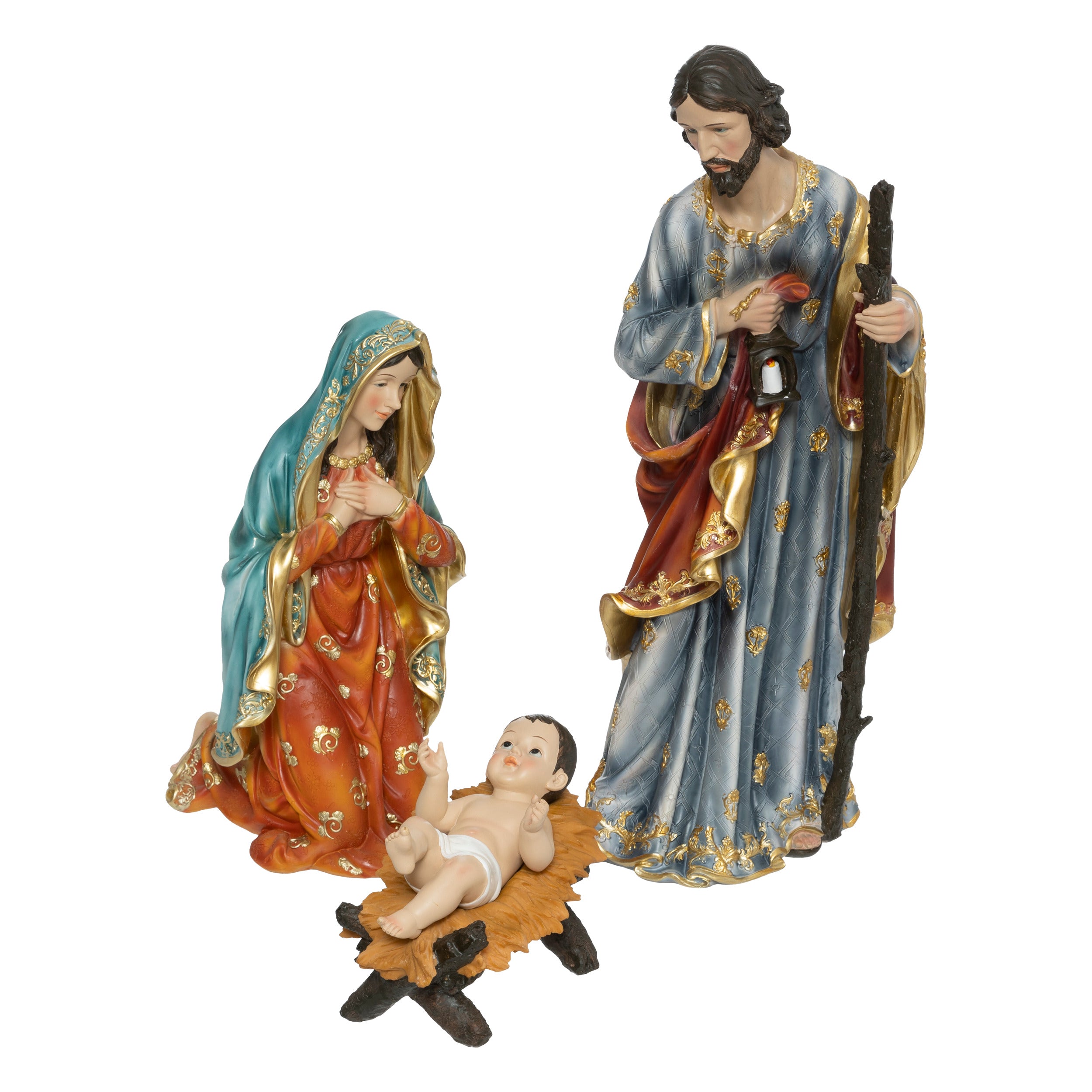 Fééric Lights and Christmas nativity scene statuettes - Set of 3 pieces - Multi