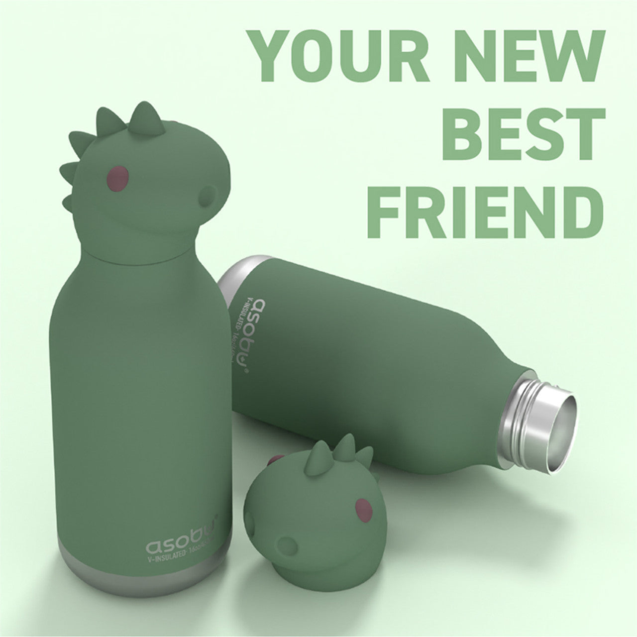 Asobu Thermo Drinkfles Besties Dino - 460ml - Groen