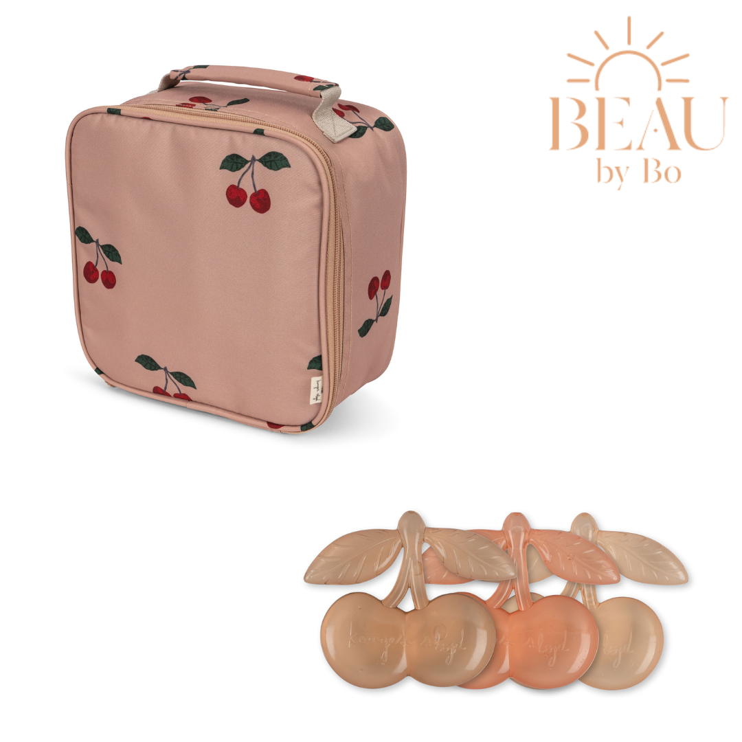 BEAU by Bo Konges Sløjd Clover thermo lunchtas + Koelelementen 3 stuks Cherry