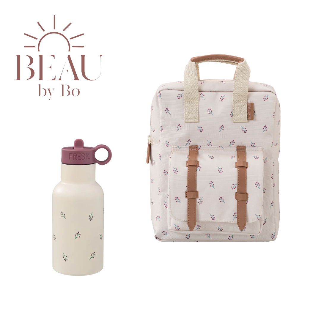 BEAU by Bo Fresk Back to School set - Rugzak + Drinkfles 350ml - Berries