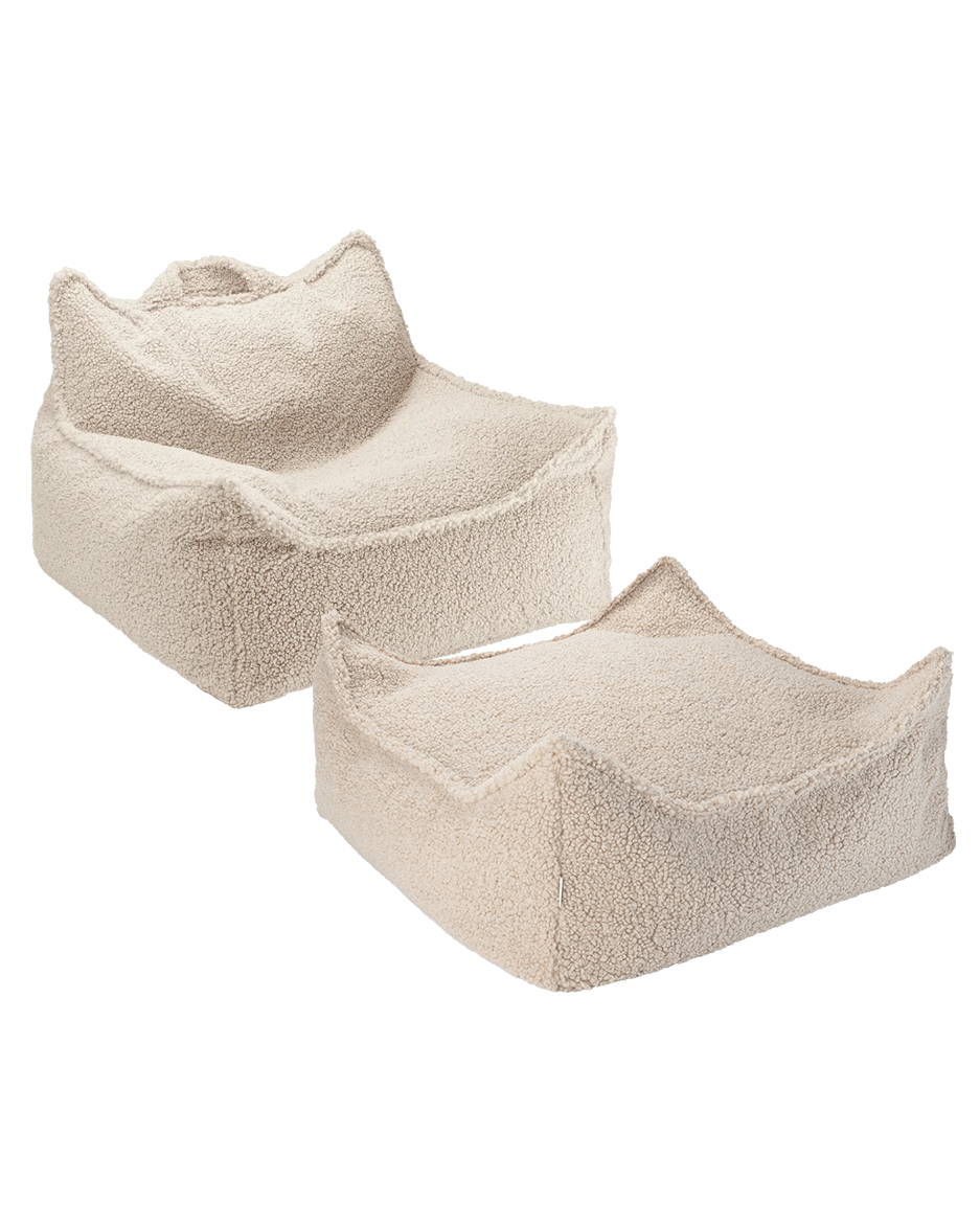 Wigiwama Beanbag Chair/Zitzak met Ottoman - Biscuit