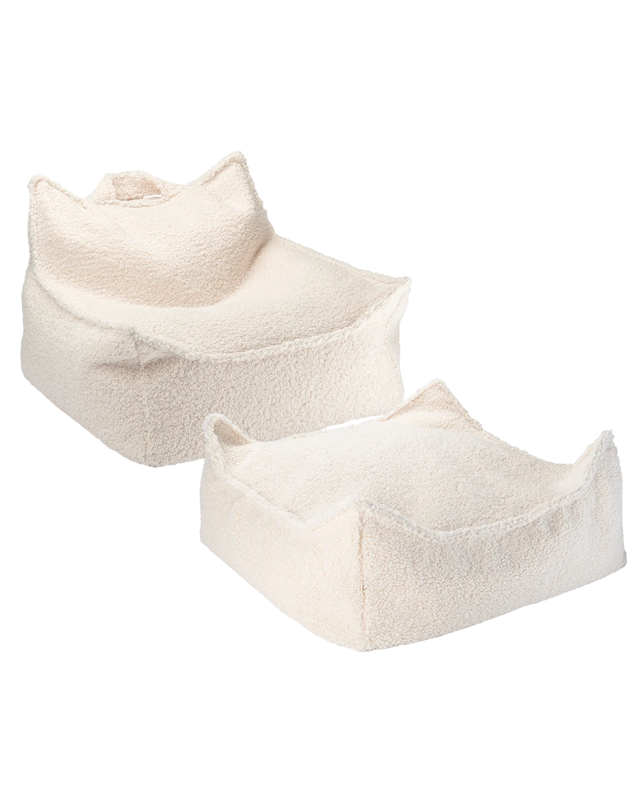 Wigiwama Beanbag Chair/Zitzak met Ottoman - Creme White