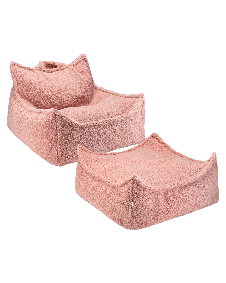 Wigiwama Beanbag Chair/Zitzak met Ottoman - Guava