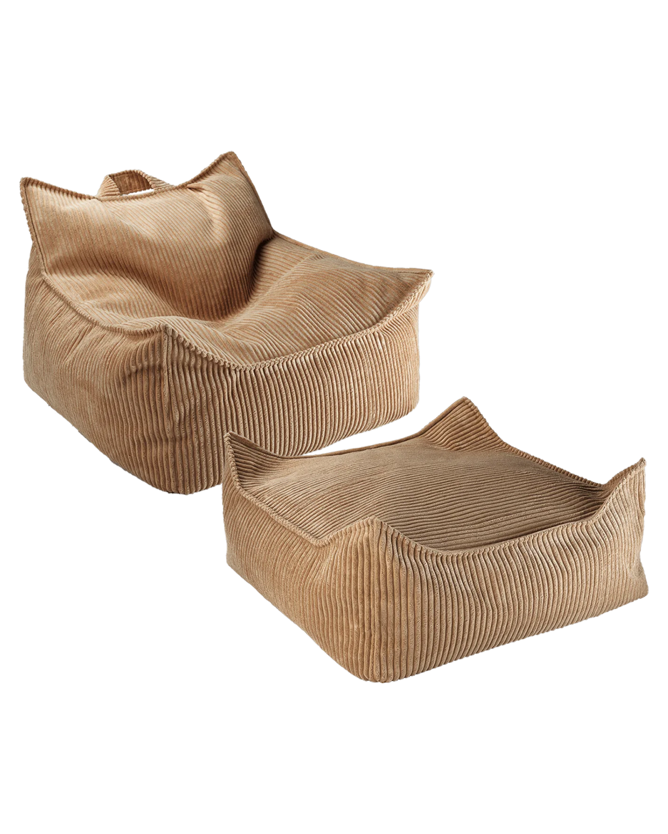 Wigiwama Beanbag Chair/Zitzak met Ottoman - Toffee