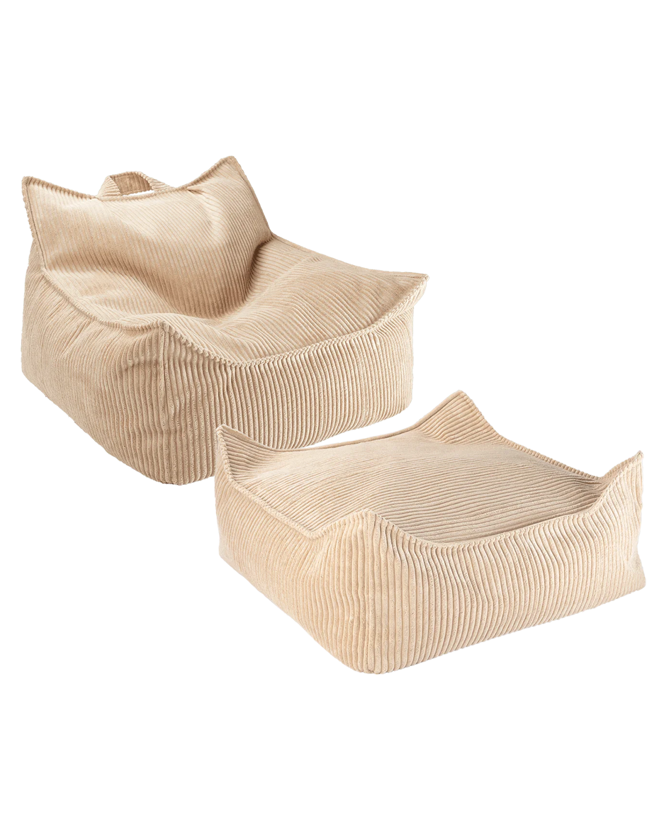 Wigiwama Beanbag Chair/Zitzak met Ottoman - Brown Sugar