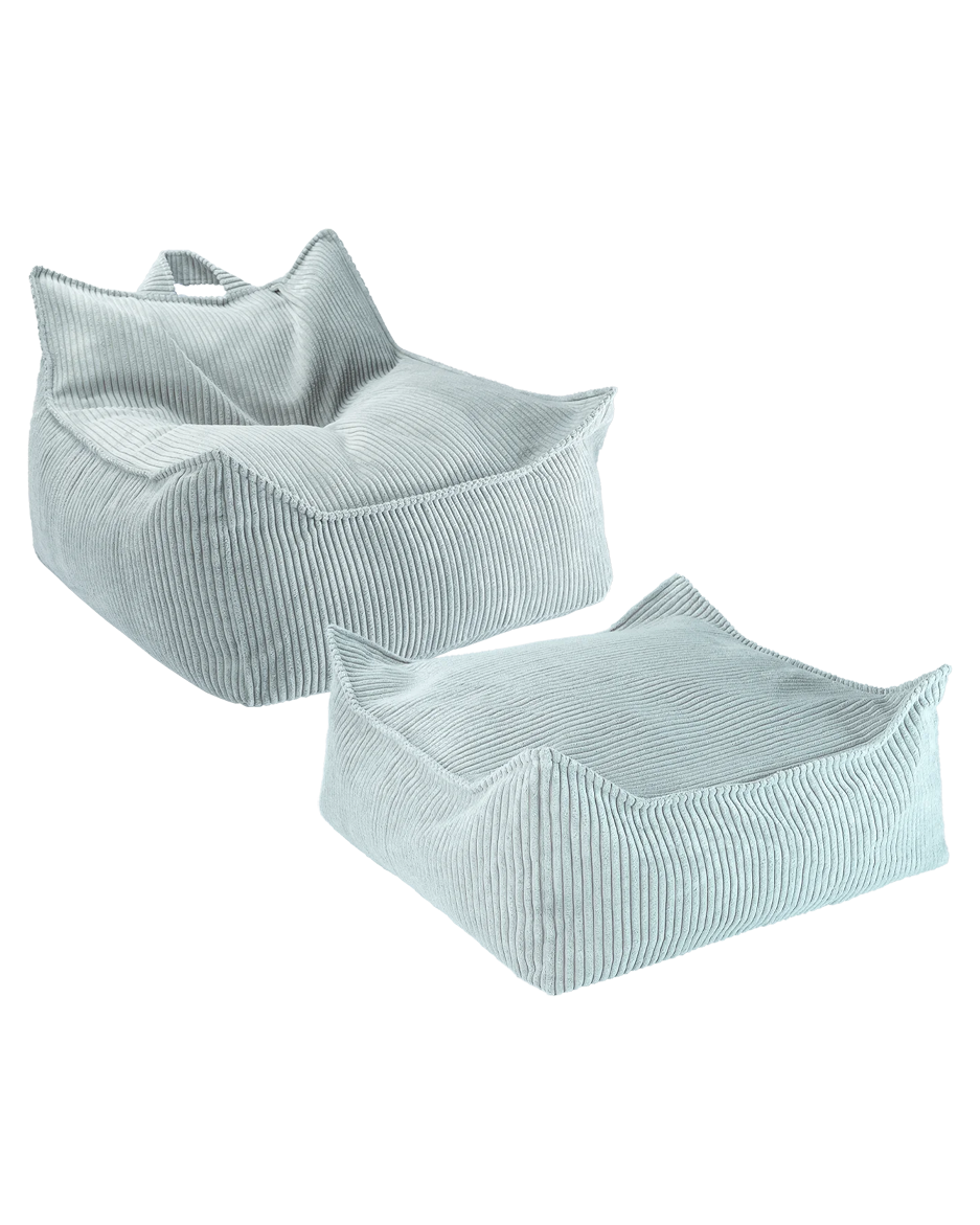 Wigiwama Beanbag Chair/Zitzak met Ottoman - Peppermint Green