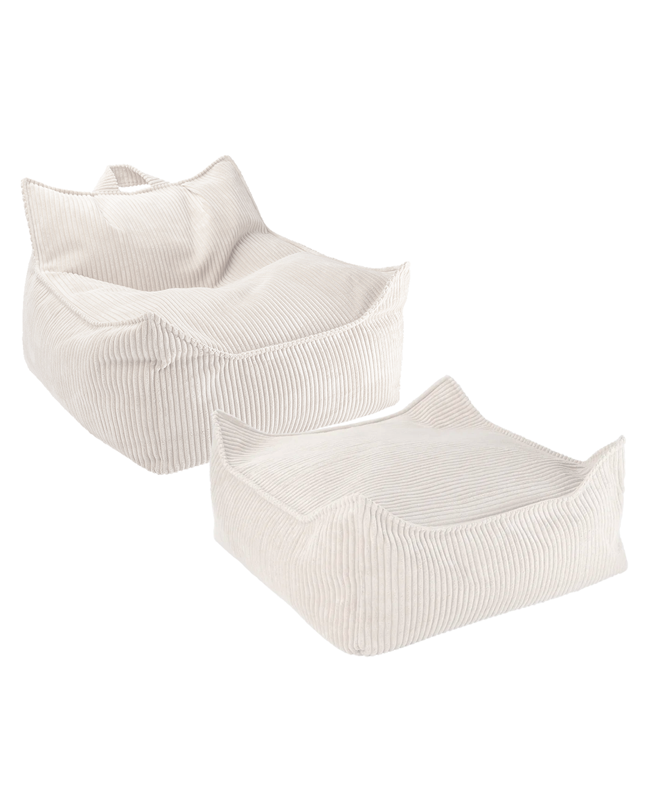 Wigiwama Beanbag Chair/Zitzak met Ottoman - Marshmallow