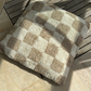 Home &amp; Style Coussin à carreaux 80x80cm - Beige