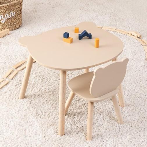 Atmosphera Kids Tekentafel/Kindertafel Teddybeer Ø60cm - Beige