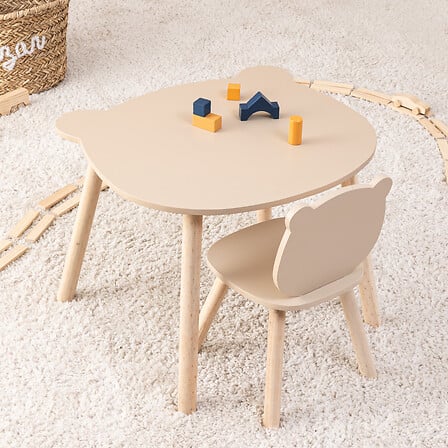 BEAU by Bo Atmosphera Kids Kindertafel + Kinderstoel Teddybeer - Beige