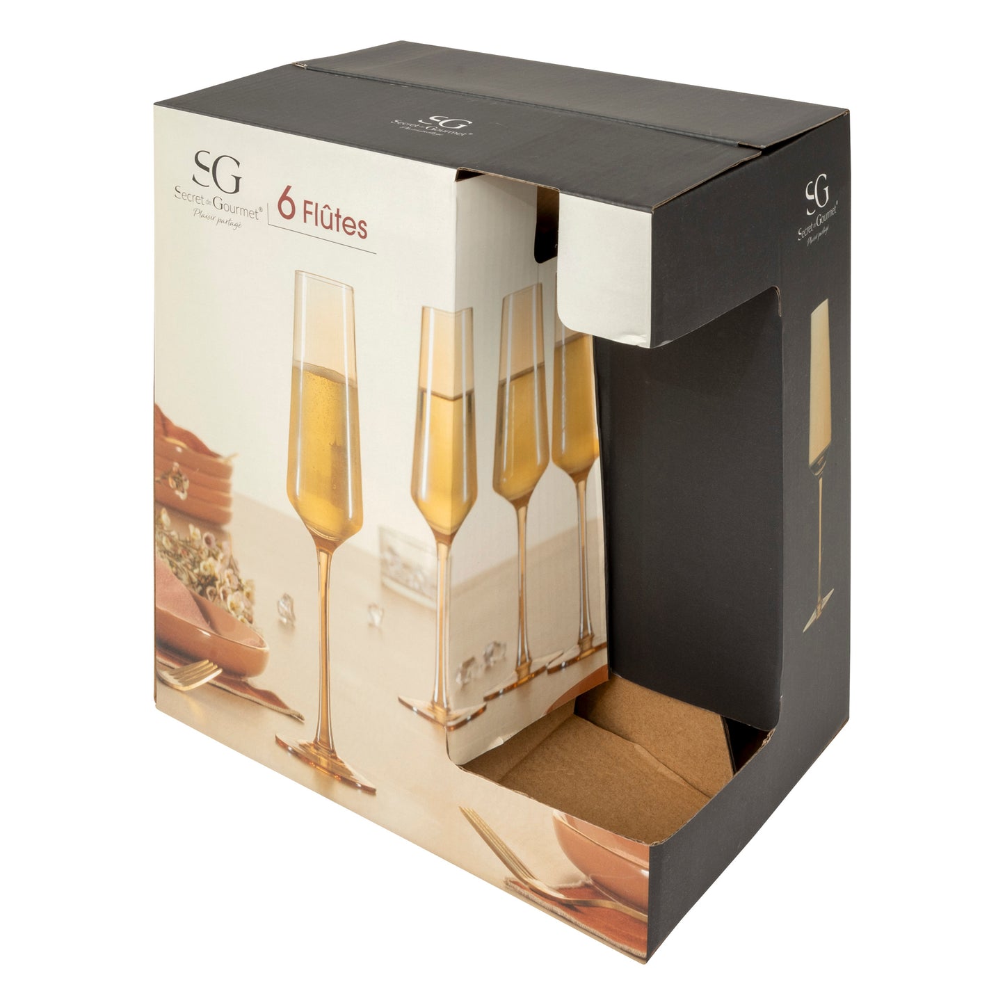 Secret de Gourmet Olga champagneglazen 16cl - Set van 6 - Amber