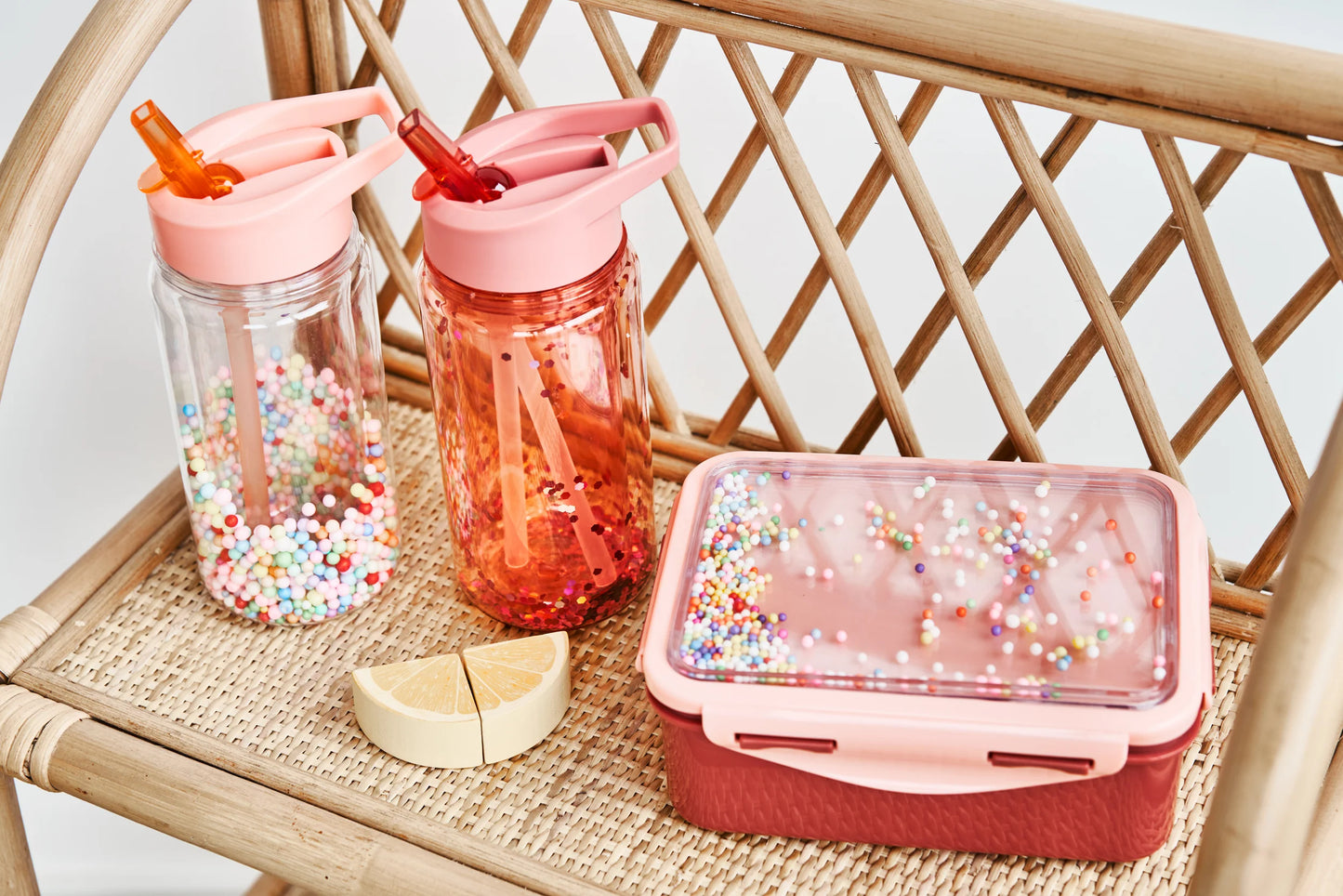 Petit Monkey Bentobox + Drinkfles Popsicles Back to School set - Desert Rose/Soft Coral