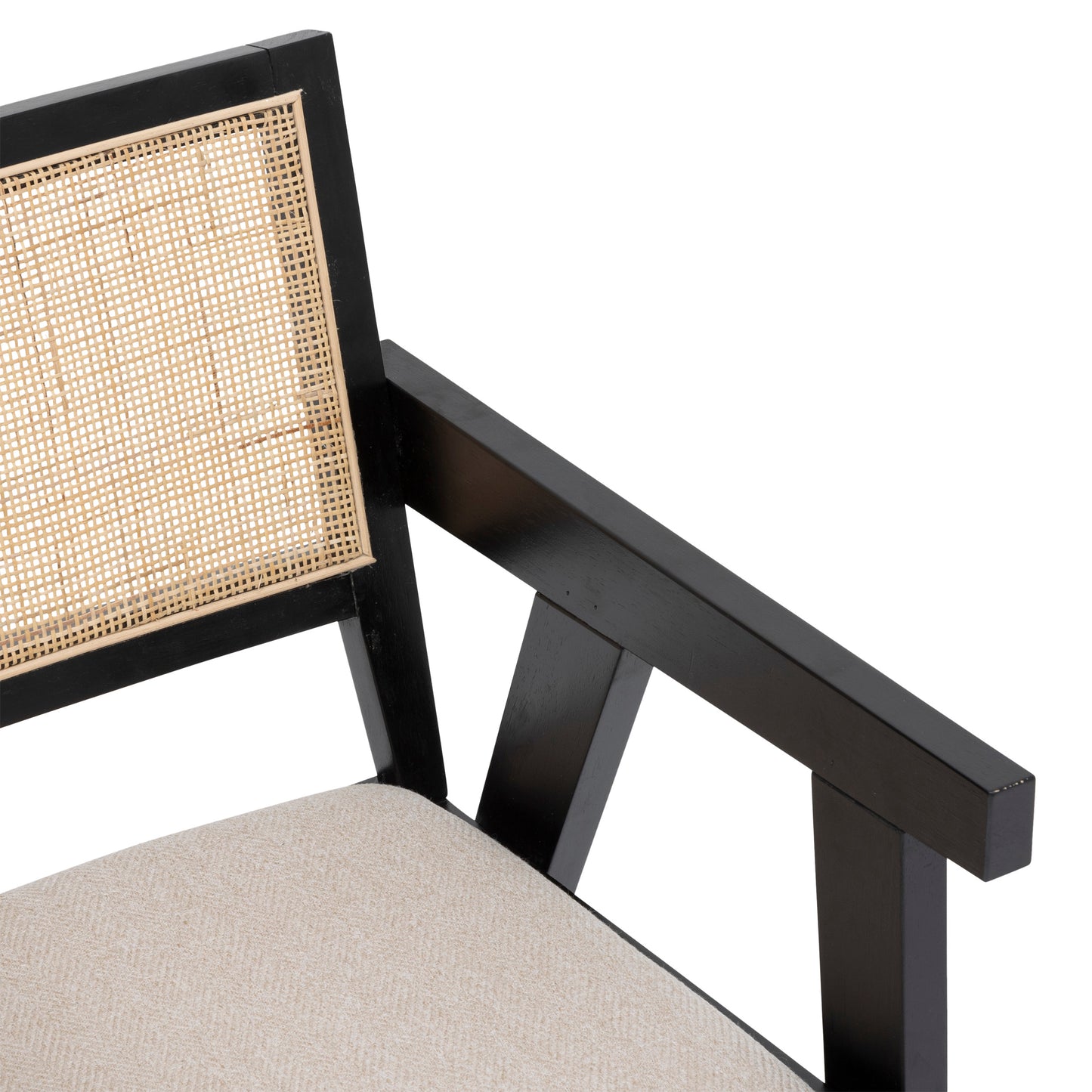 BEAU Mazie rattan/fabric armchair - L50xD52xH81cm - Black
