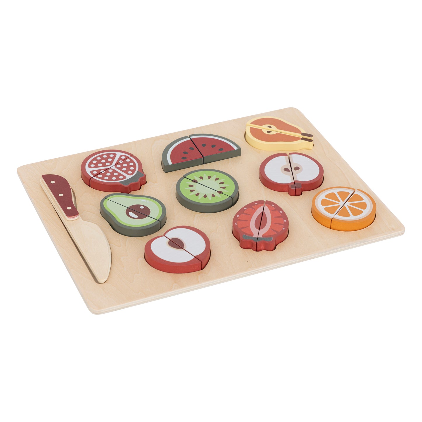 Atmosphera Kids Houten Speelblokken met fruit - 11 stuks - 30x23x2cm - Multi