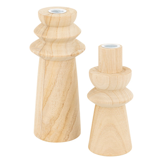 Atmospaa Holzkerzen - Set von 2 Teilen - Ø11xh24cm - Beige