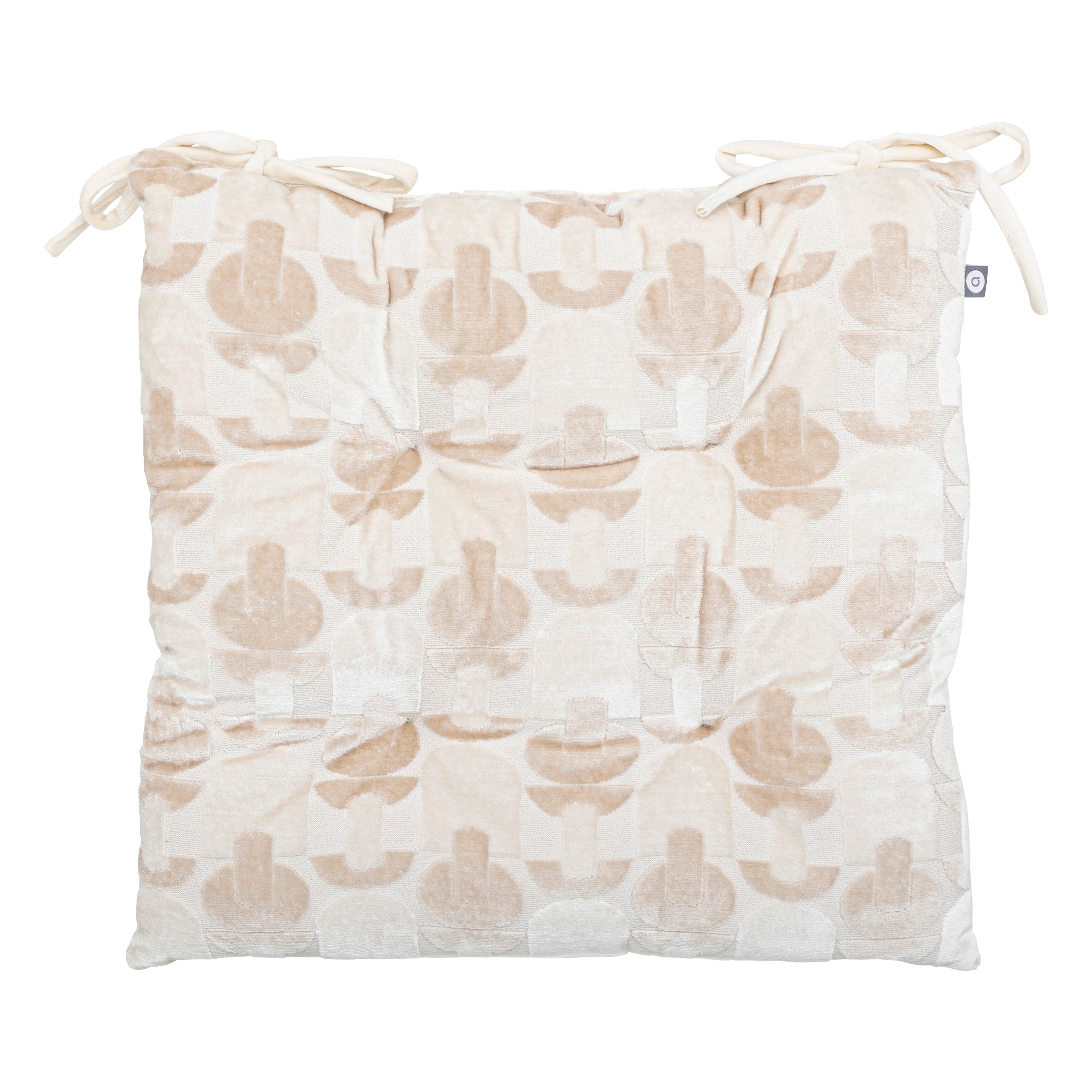 Atmosphera Stoelkussen Luna Jacquard 38x38cm - Met 2 lintjes - 100% polyester - Beige