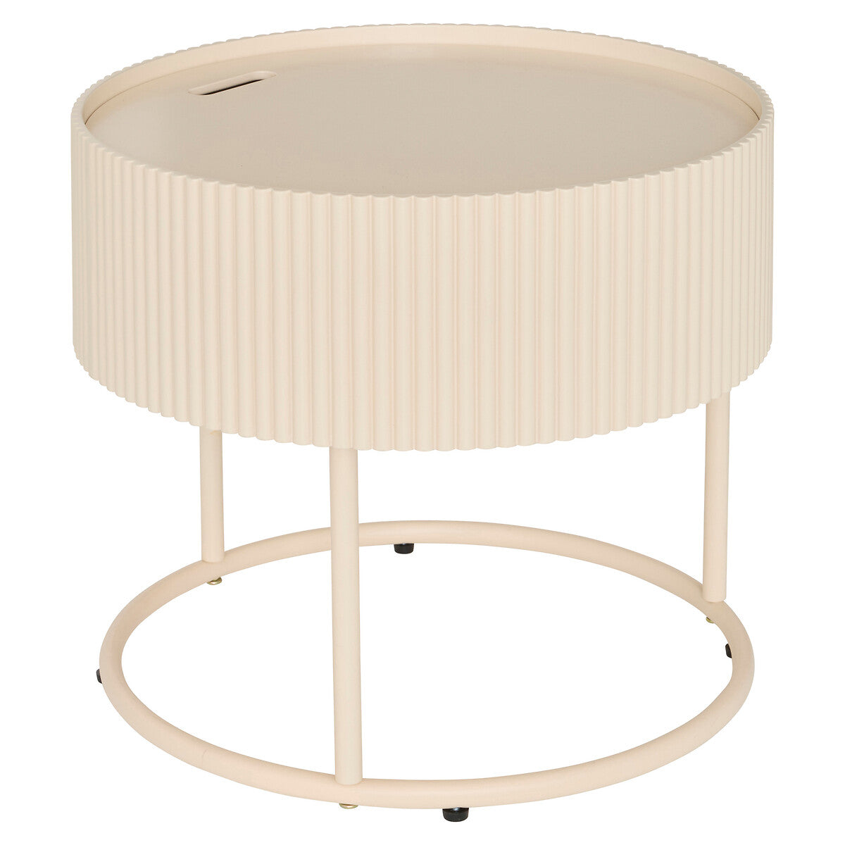 Atmosphera Juna Salontafel/Bijzettafel met opbergruimte - Ø45xH41cm - Beige