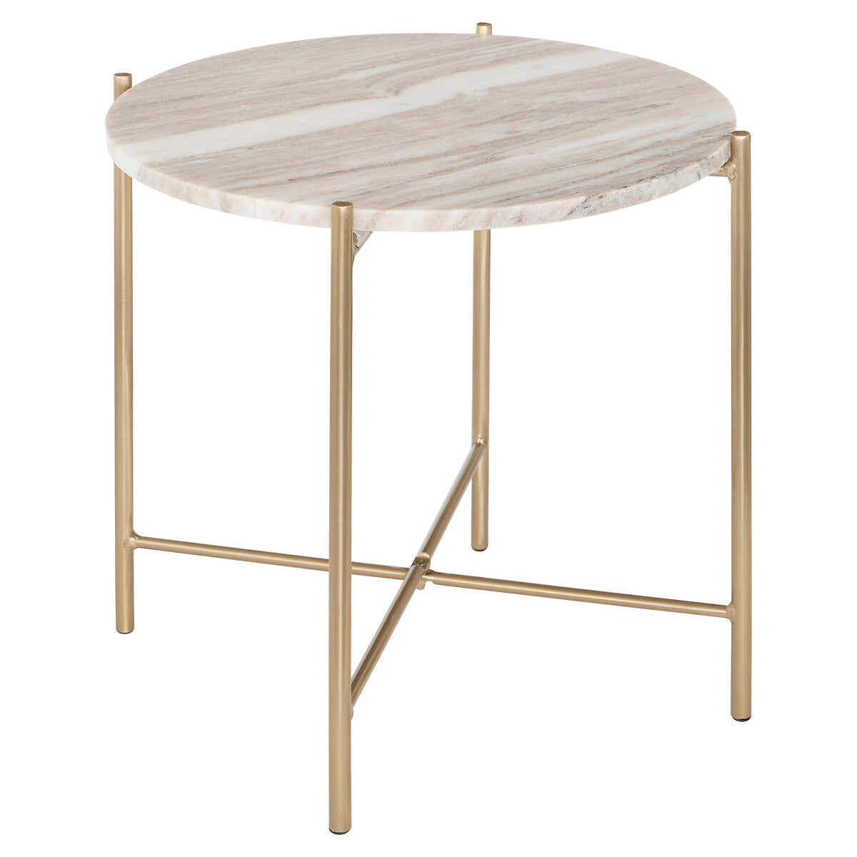 Atmosphera Mesta Marmeren Bijzettafel - Ø43xH41cm - Beige