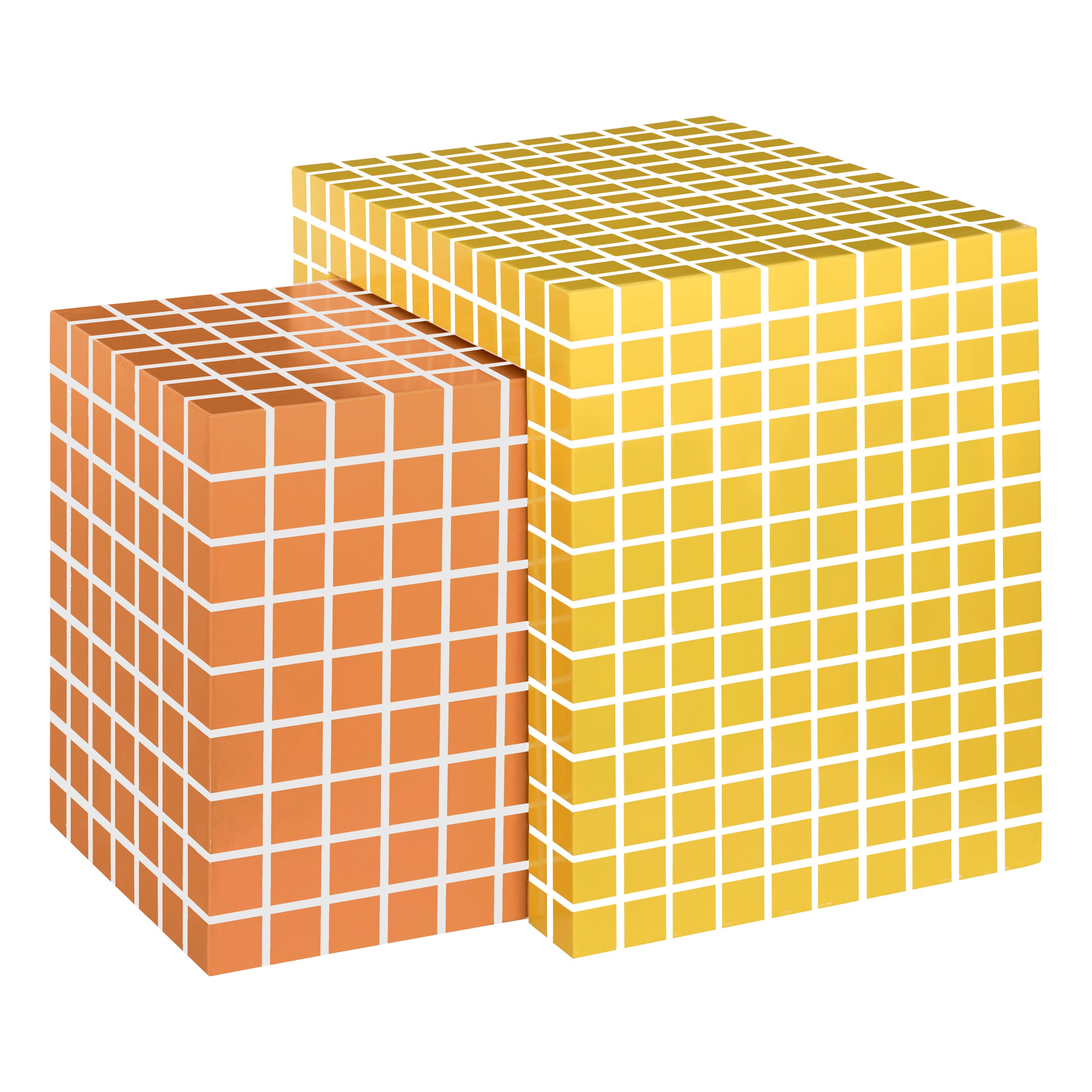 Atmosphera Betsy Bijzettafels - Set van 2 stuks - 45x37x45 - Geel/Oranje