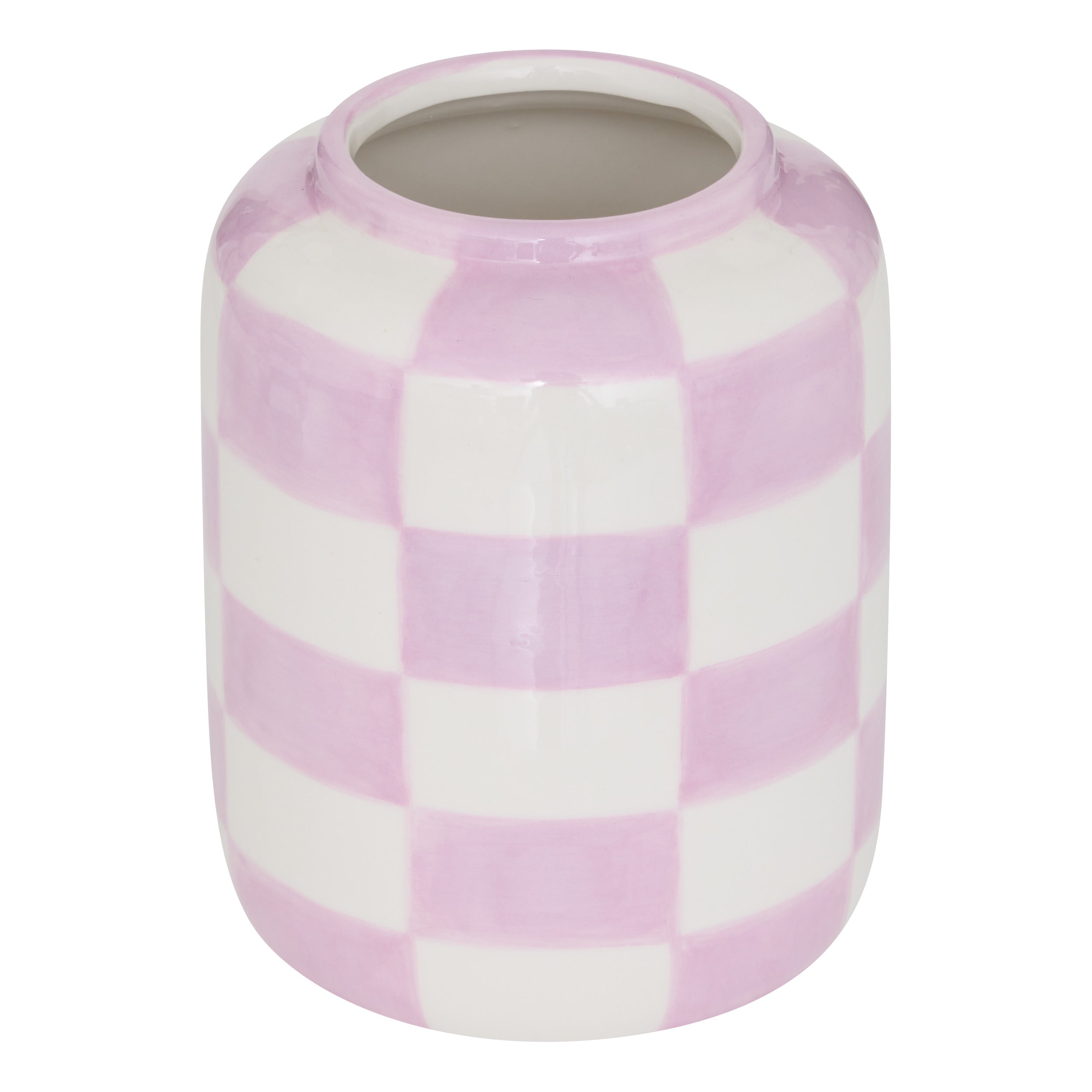 Atmosphera Poolside Keramieken Vaas Geruit - Ø11xH14cm - Lila