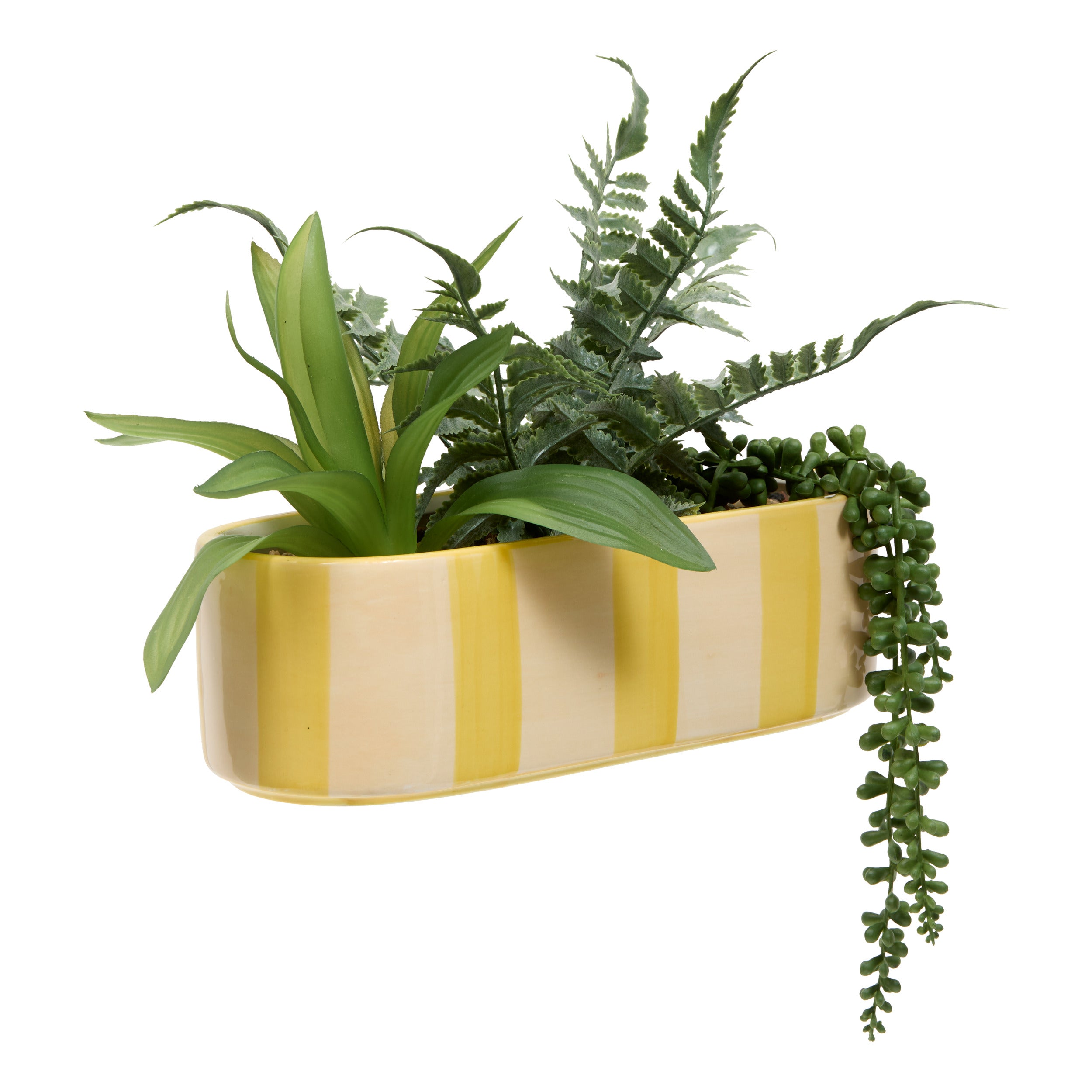 Atmosphera Poolside Bloembak met Kunstplanten - Staand - 31x22x24cm - Geel