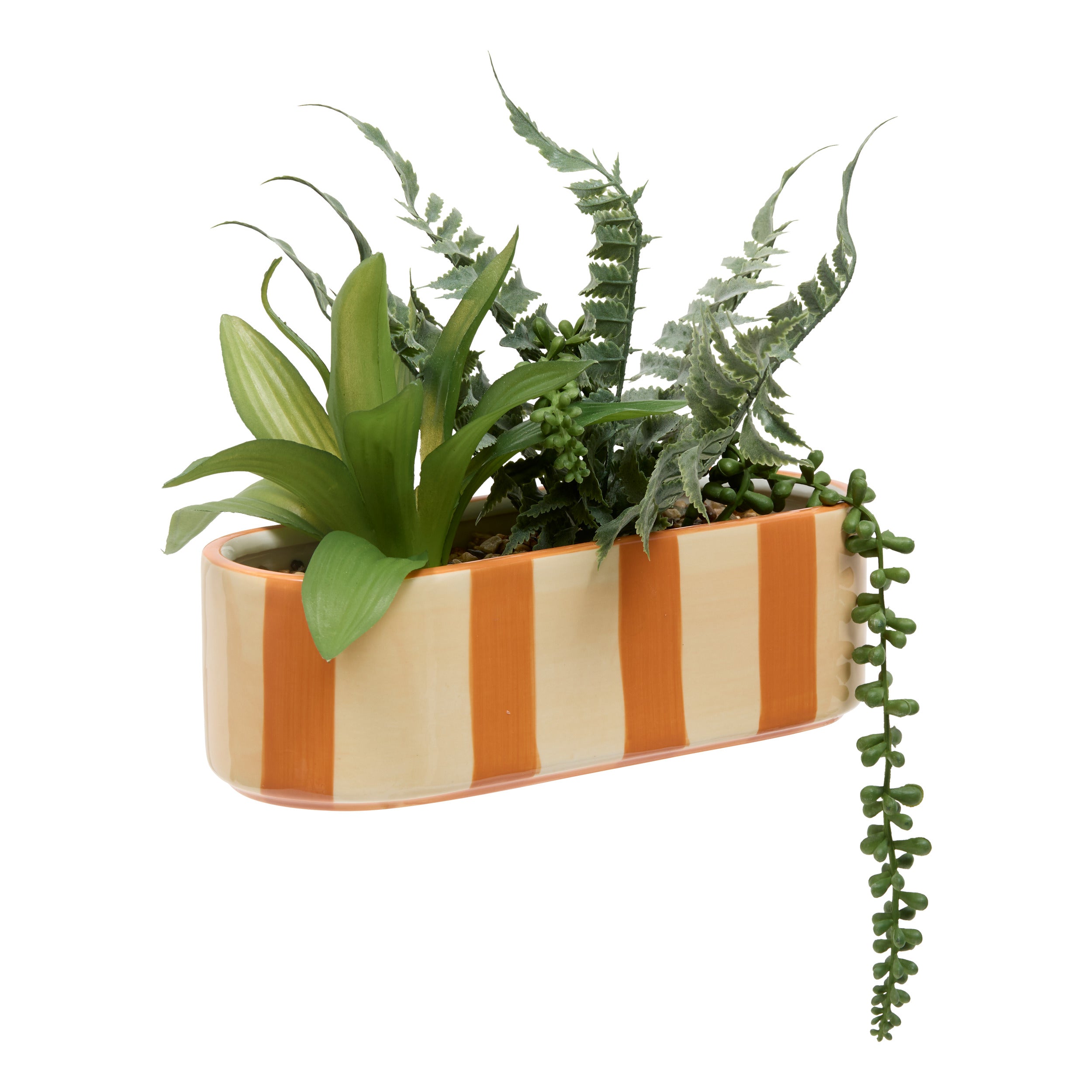 Atmosphera Poolside Bloembak met Kunstplanten - Staand - 31x22x24cm - Oranje