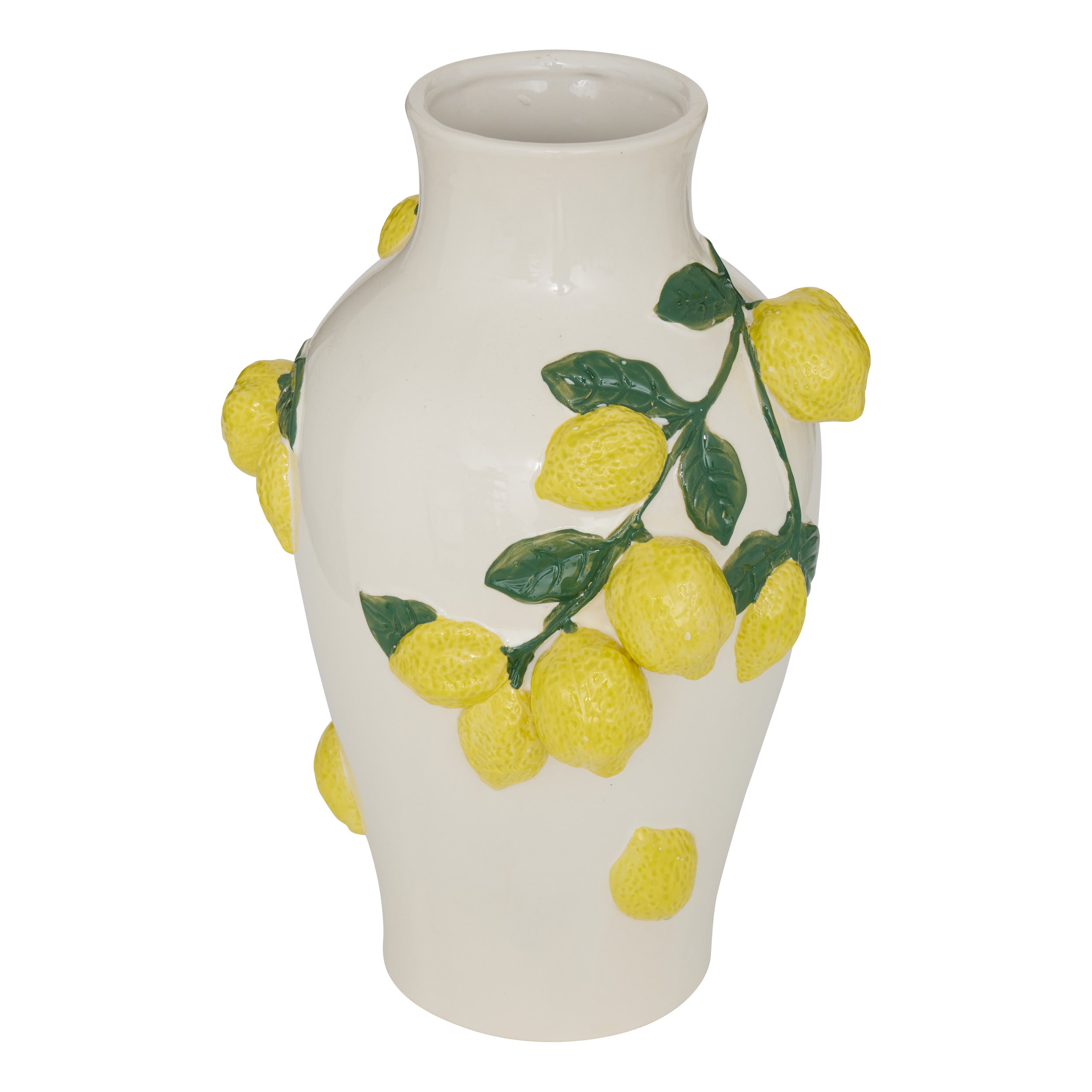 Atmosphera Fruity Keramieken Vaas - 23x20x33cm - Beige/Geel