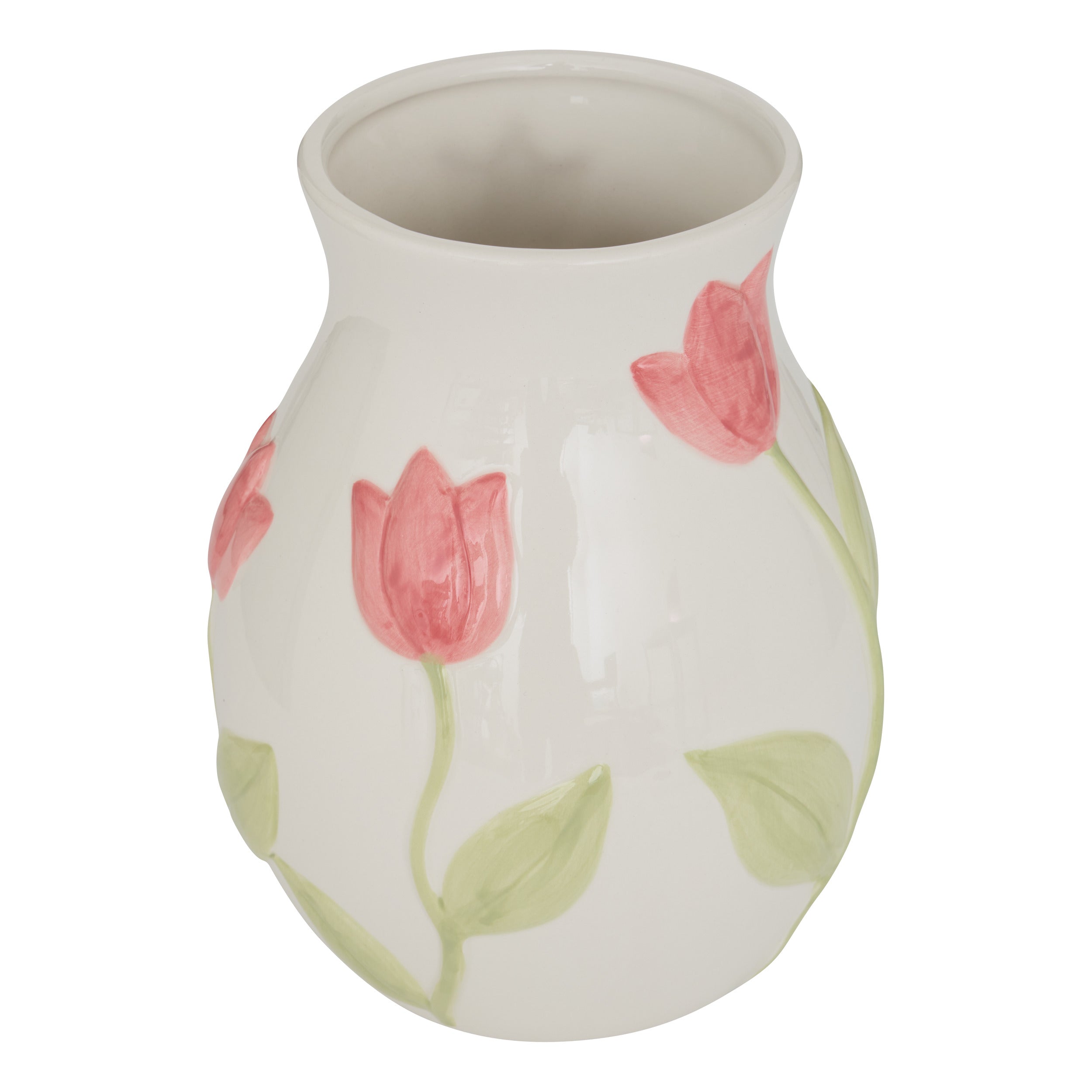 Atmosphera Fleur de Rose Keramieken Vaas - Ø16xH21cm - Wit