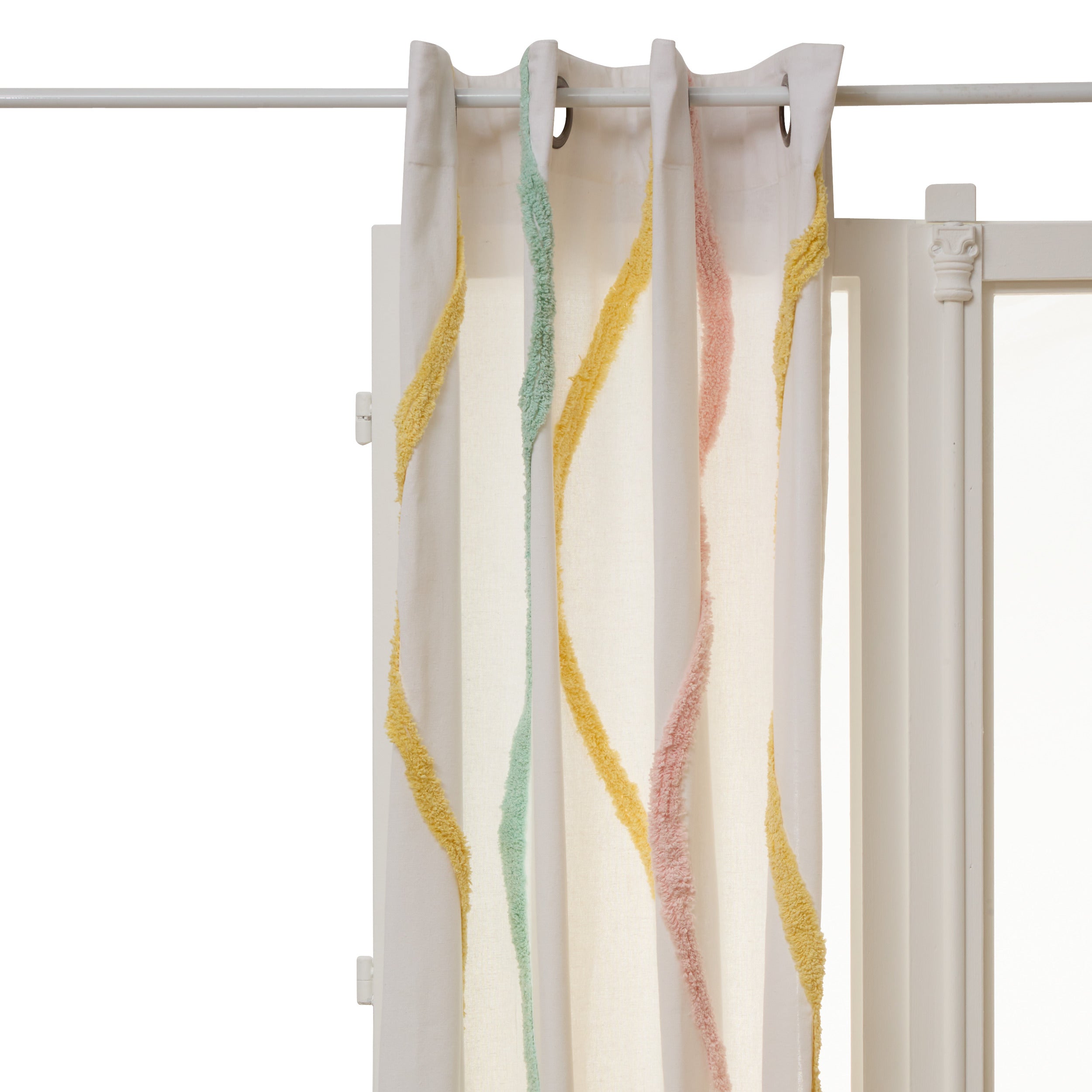 Atmosphera Kids Alfabet Gordijn 140x260cm - Kant en klaar met ringen - Gordijn raambekleding - Wit