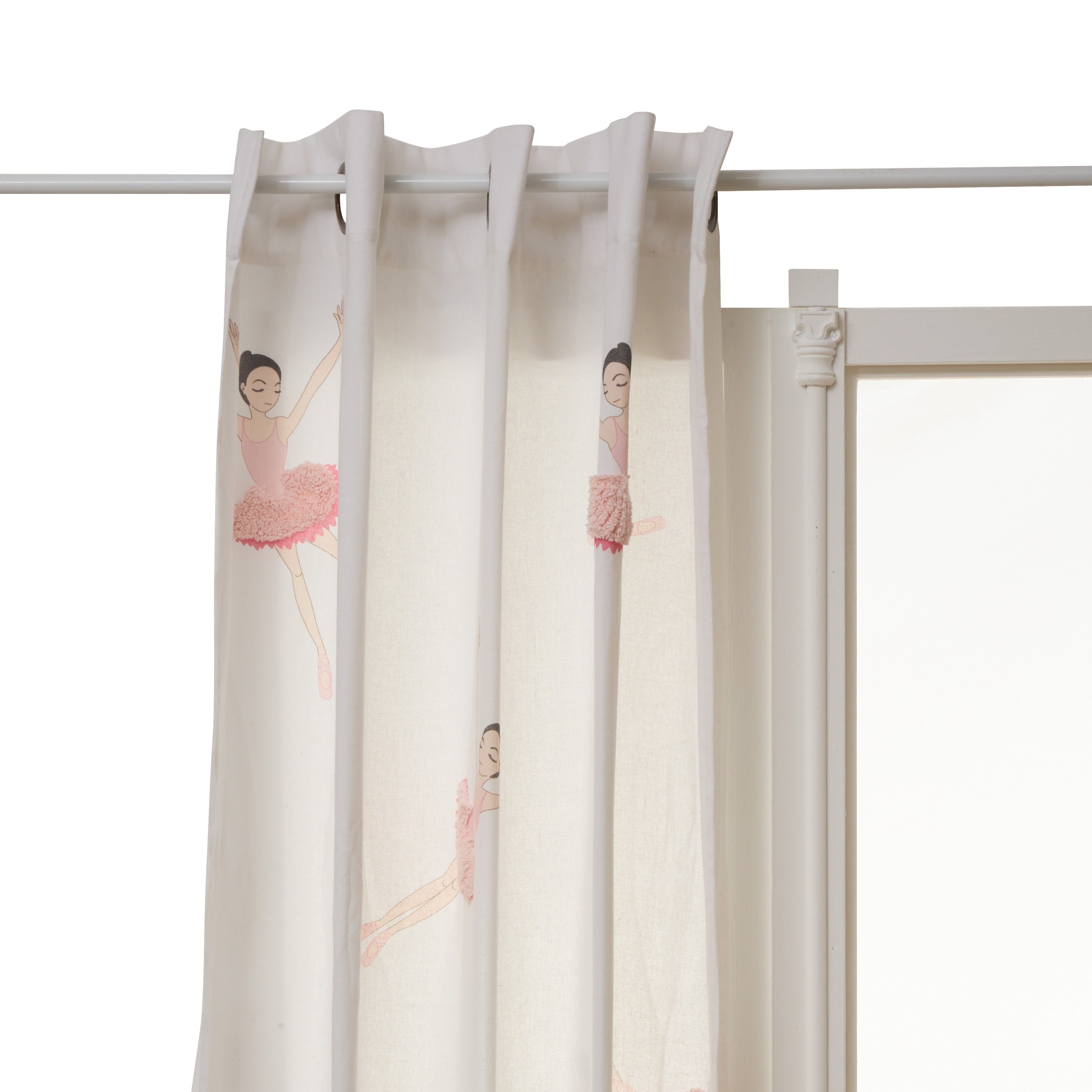 Atmosphera Kids Ballerina Gordijn 140x260cm - Kant en klaar met ringen - Gordijn raambekleding - Wit