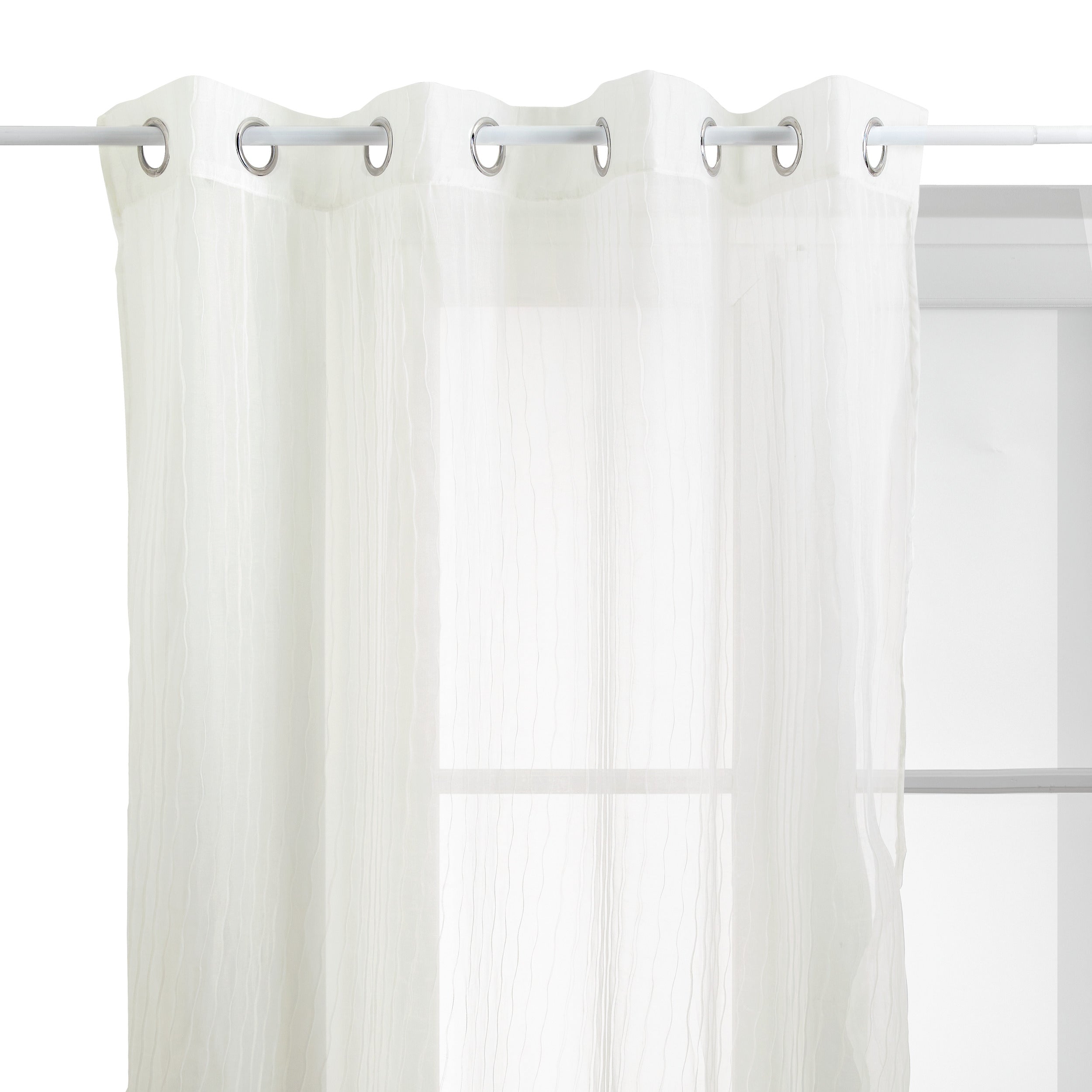 Atmosphera Mila Polyester Gordijn 140x240cm - Kant en klaar met ringen - Wit