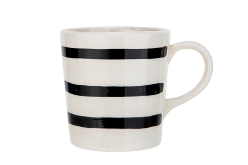 Mug Cosy &amp; Trendy Black Bands Ø9xH10cm - Lot de 2 pièces - Blanc/Noir