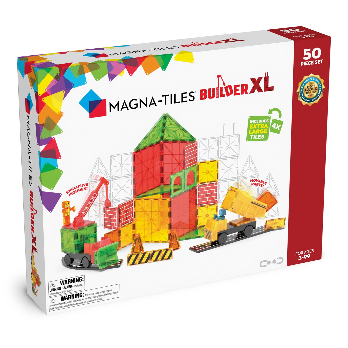 Magna-Tiles Builder XL 50 stuks - Geschikt vanaf 3 jaar - Multi