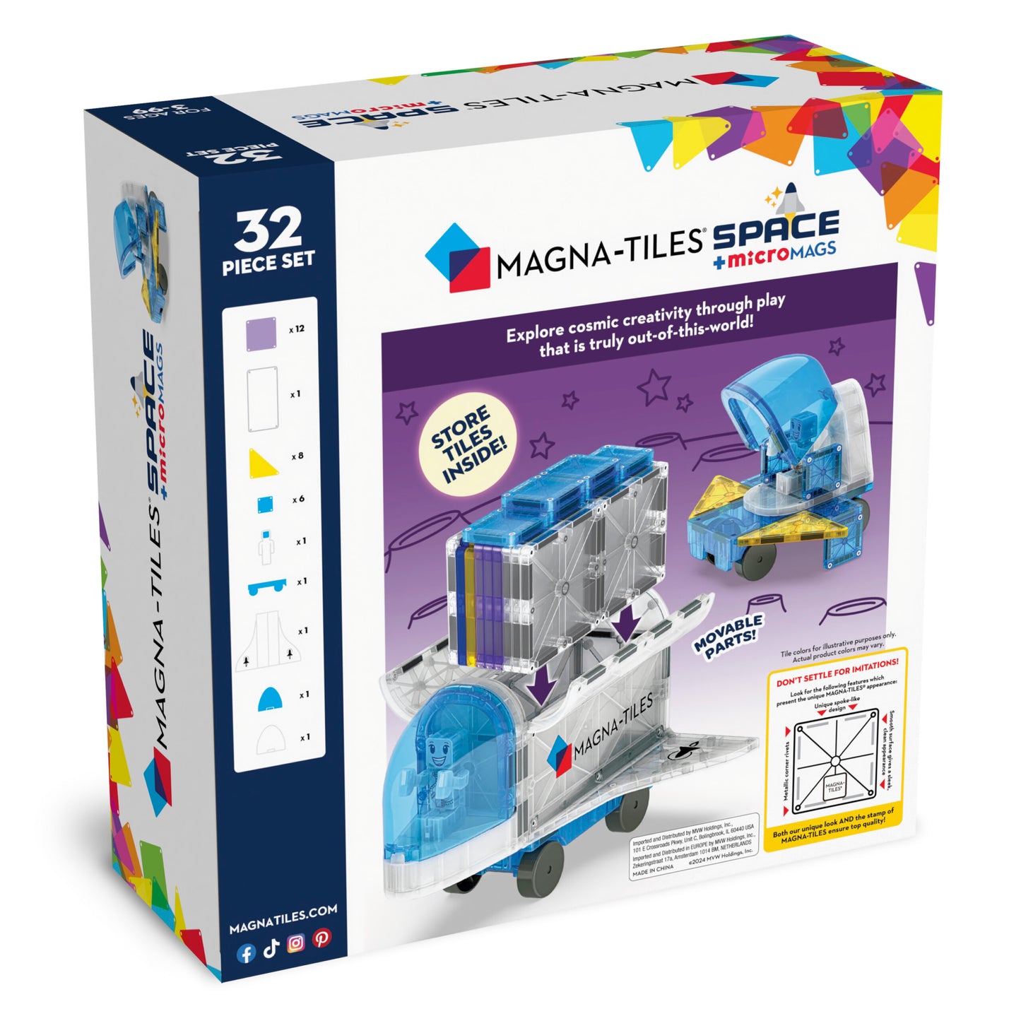 Magna-Tiles Space 32 stuks - Geschikt vanaf 3 jaar - Multi