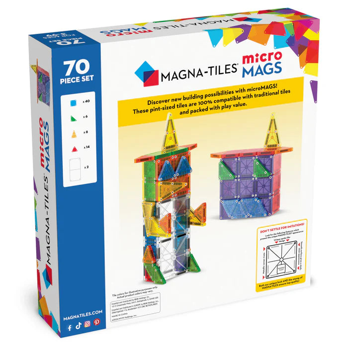 Magna-Tiles Micro Mags 70 stuks - Geschikt vanaf 3 jaar - Multi