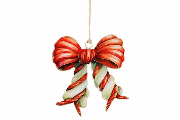 Cozy & Trendy Christmas Hanger - Vintage Bow - 9x1xH10cm - Iron - Red/White
