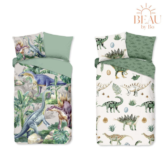 Good Morning Kids Housse de couette Dinosaures - 140x220cm + 60x70cm - Lot de 2 - Multi