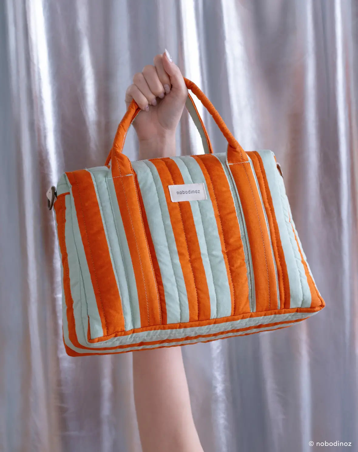 Sac poussette Nobodinoz Lin français 50x40x18cm - Bleu vert