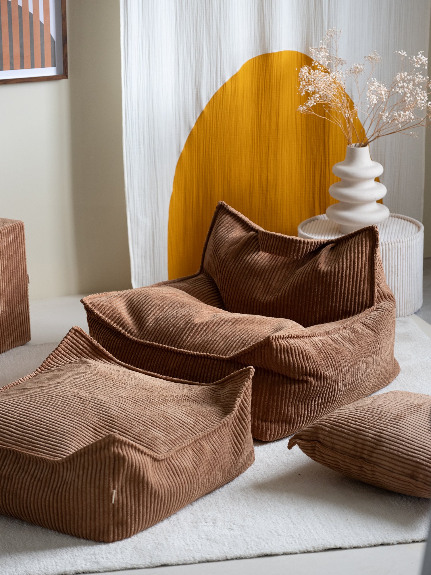 Wigiwama Beanbag Chair/Zitzak met Ottoman - Toffee
